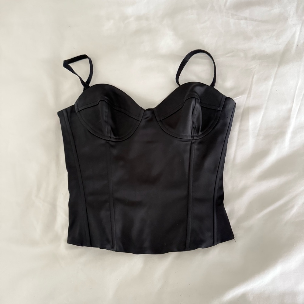 Aritzia Black Satin corset top